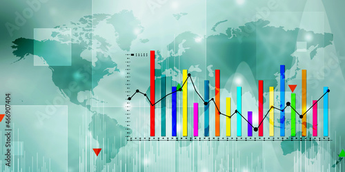 2d rendering Stock market online business concept. business Graph  