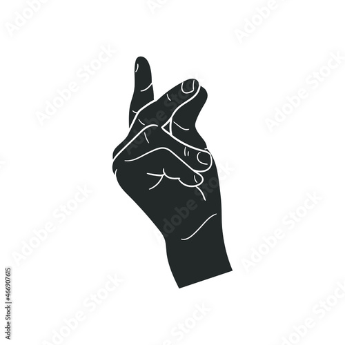 Finger Snaps Hand Icon Silhouette Illustration. Signal Gesture Vector Graphic Pictogram Symbol Clip Art. Doodle Sketch Black Sign.