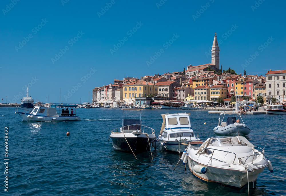 View of the port city of Rovinj in Croatia