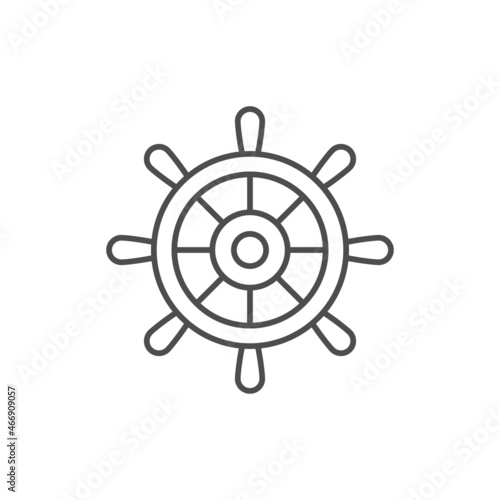 Ship steering wheel line outline icon