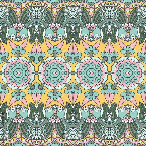 Ornamental ethnic geometric vintage background texture seamless pattern vector in bohemian style