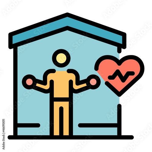 Home fitness icon. Outline home fitness vector icon color flat isolated