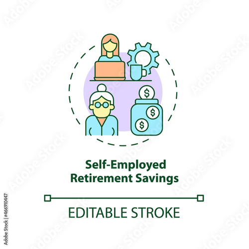 Self-employed retirement savings concept icon. Retirement plan option abstract idea thin line illustration. Independent contractors account. Vector isolated outline color drawing. Editable stroke