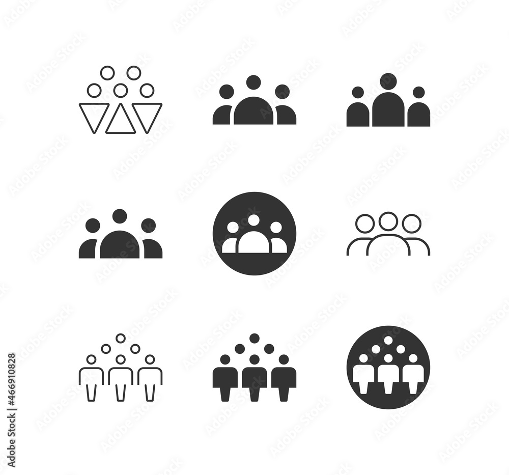 Business Group, Crowd, Population, Team, Users vector icon set. Business Group, Crowd, Population, Team, Users vector icon set.