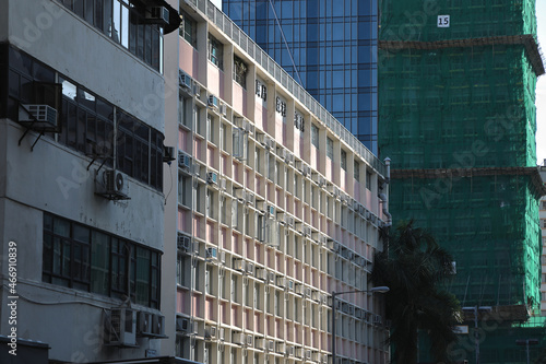 exterior of an apartment building, sham shui po hong kong  25 Oct 2021 photo
