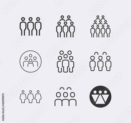 Business Group, Crowd, Population, Team, Users vector icon set.