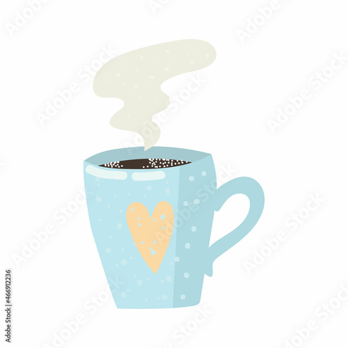 A mug of hot tea or coffee. Hot drink. Vector illustration.