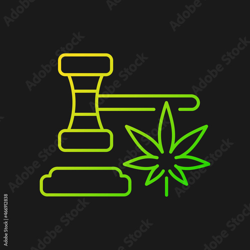 Cannabis legalization gradient vector icon for dark theme. Legal recreational use and sale. Marijuana legality. Thin line color symbol. Modern style pictogram. Vector isolated outline drawing