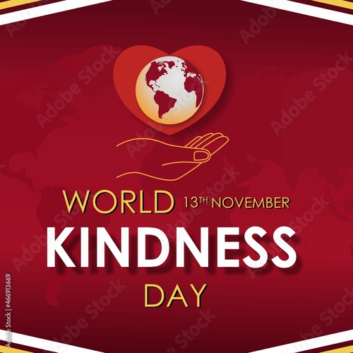 World Kindness Day Illustration in dark red Background  , Caring, responsibility, altruism of people. November 13.