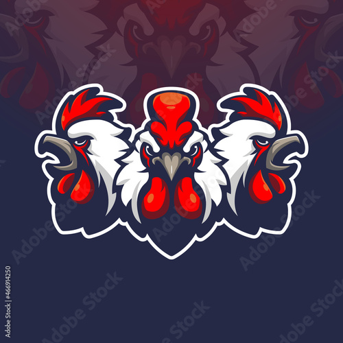 Chicken rooster mascot logo design vector with modern illustration concept style for badge, emblem and t shirt printing