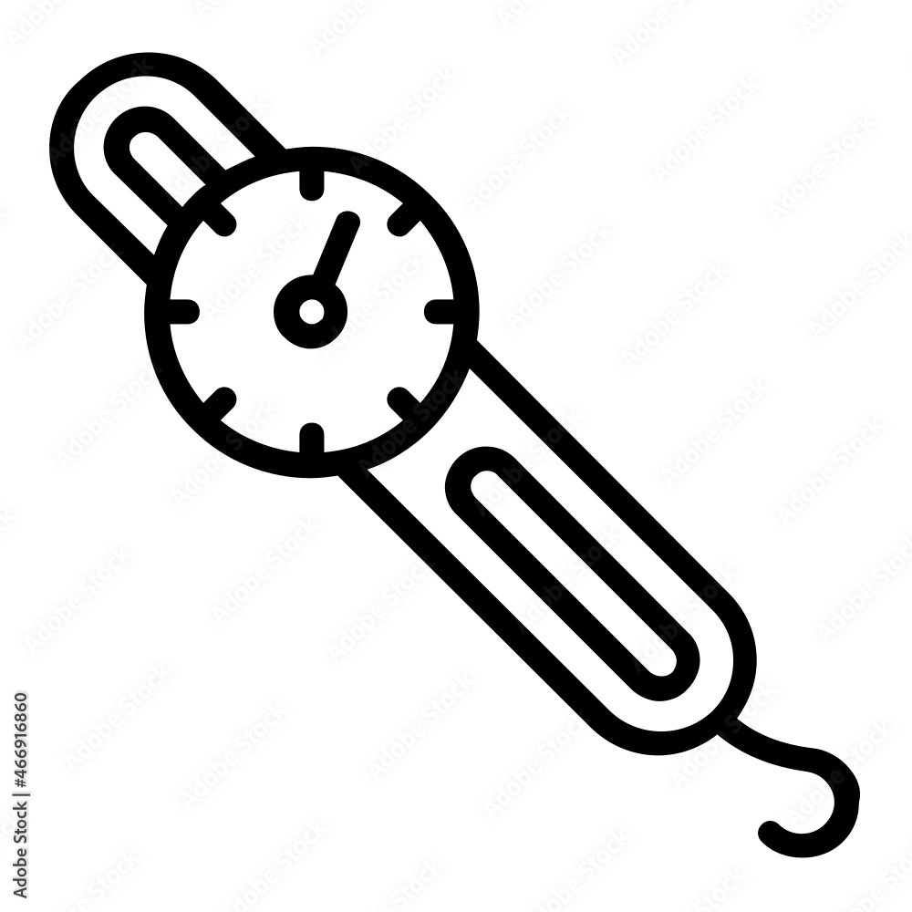 spring scale Concept, hook based blance Vector Line Icon Design, Weight