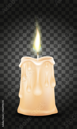 burning wax candle vector illustration
