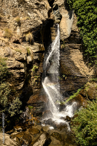 Close up of the Tajo Cort  s waterfall in the Barranco de Bermejo canyon above P  rtugos village  Las Alpujarras  Sierra Nevada National Park  Andalusia  Spain