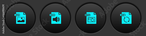Set JPG file document, WMA, BMP and GIF icon. Vector