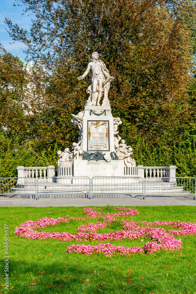 Wolfgang Amadeus Mozart statue in Burggarten, Vienna, Austria