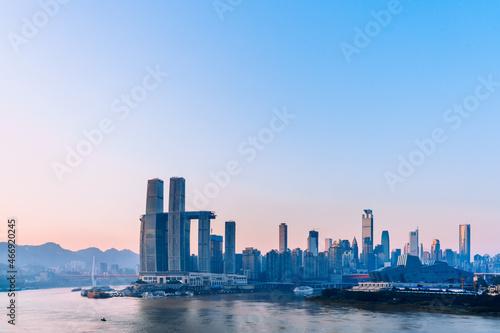 Early morning scenery of Chaotianmen Pier in Chongqing  China