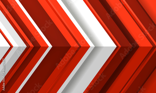Abstract red arrows direction on white modern 3d background with angle. Vector 3d illustration EPS 10.