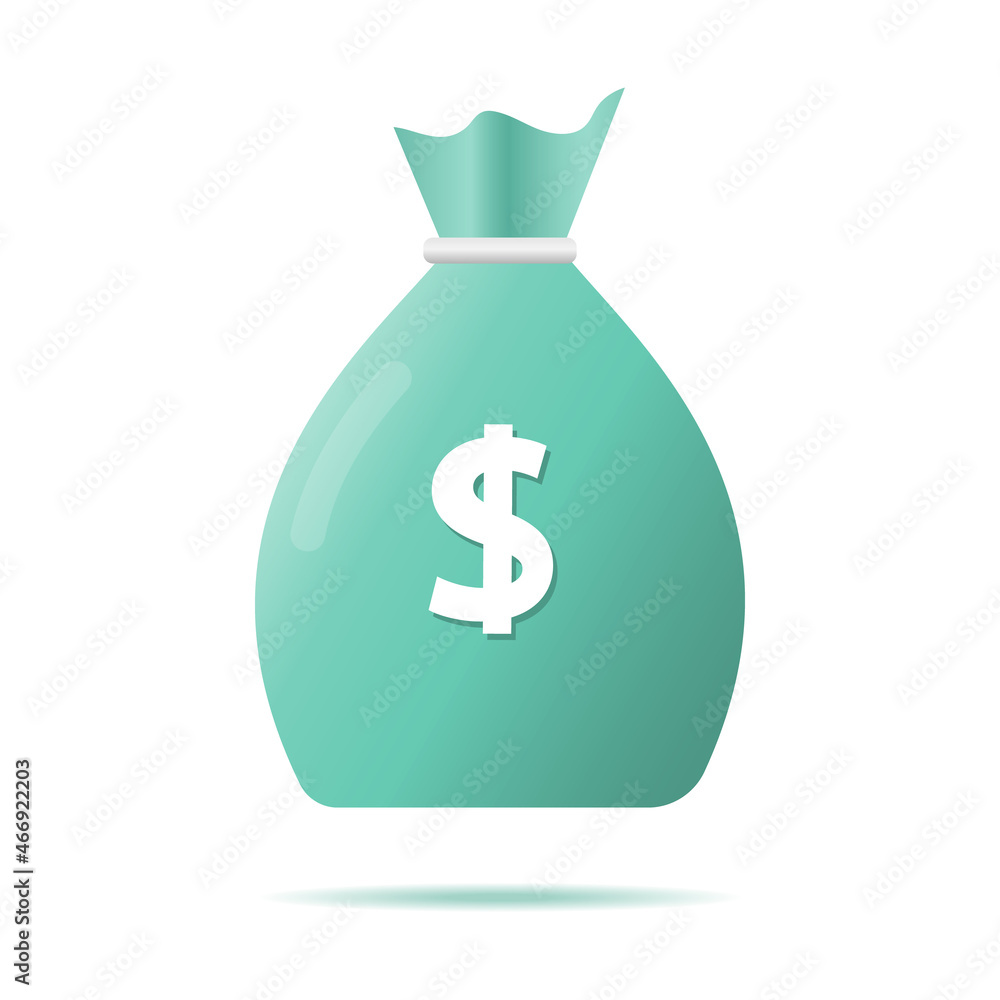 Money bag icon. 3d illustration of a green money bag with a shadow under it. Cartoon illustration of a bag of money. Money bag icon. 3d illustration of a green money bag with a shadow under it. Cartoon illustration of a bag of money.