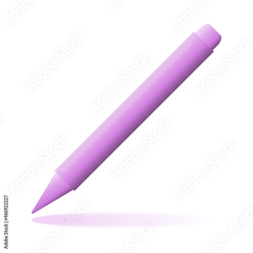 Pencil, marker, felt-tip pen icon. 3d marker icon with a shadow below it. Marker cartoon illustration.