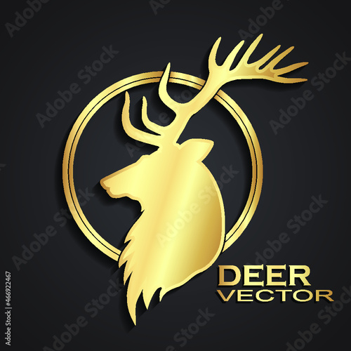 3d golden deer profile logo design