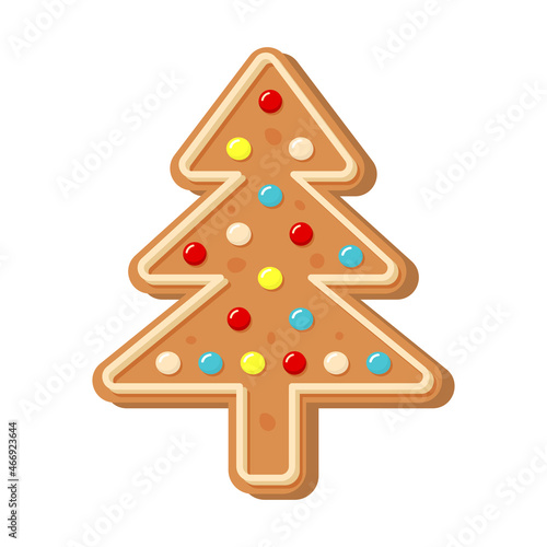 Christmas gingerbread tree. Sweet homemade glazed biscuit.