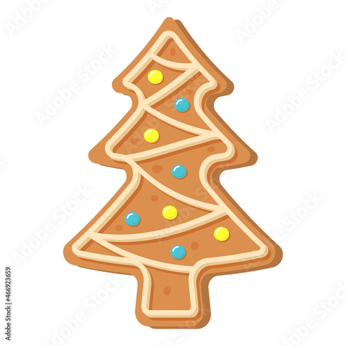 Christmas gingerbread tree. Sweet homemade glazed biscuit.