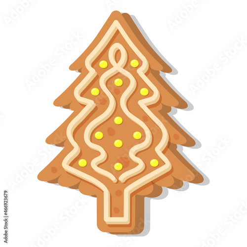 Christmas gingerbread tree. Sweet homemade glazed biscuit.