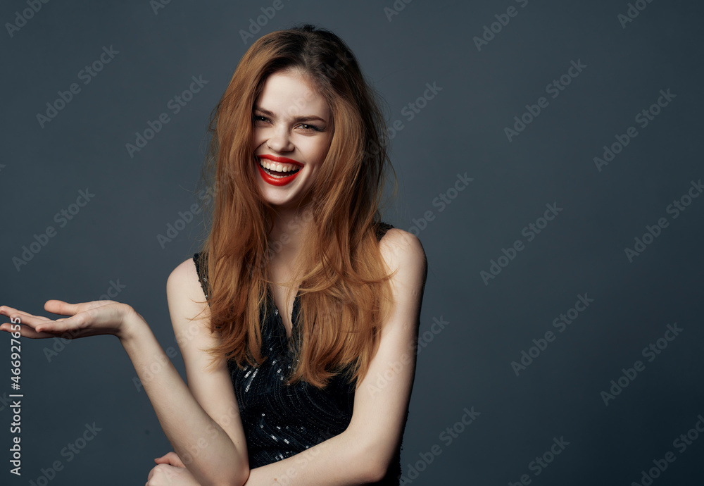 beautiful woman Red lips emotion luxury studio model isolated background beautiful woman Red lips emotion luxury studio model isolated background