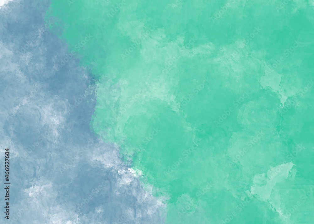 Watercolor abstract background in green and blue. Wallpaper art.