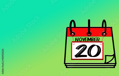 20 November calendar, on green background