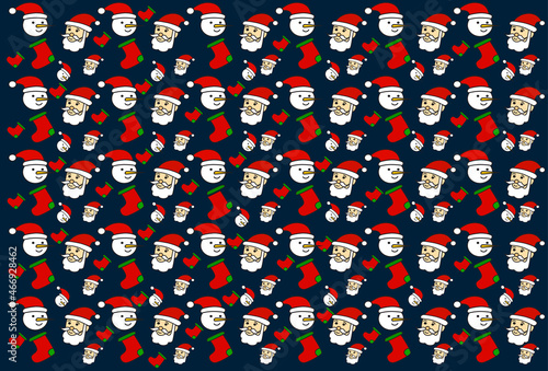 dark blue christmas celebration pattern background design. santa claus illustration design.