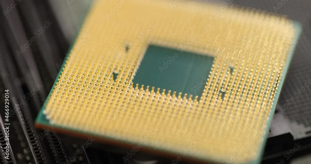 Golden component computer processor 4k movie slow motion Golden component computer processor 4k movie slow motion