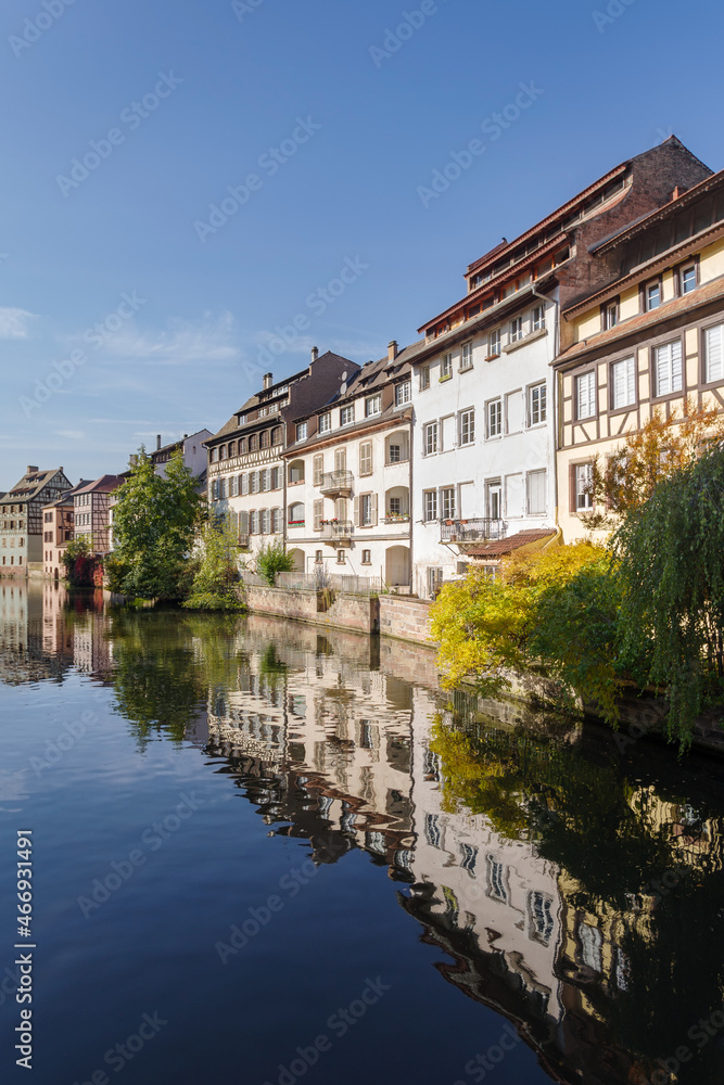 Houses on a canal in Petite France district in Strasbourg