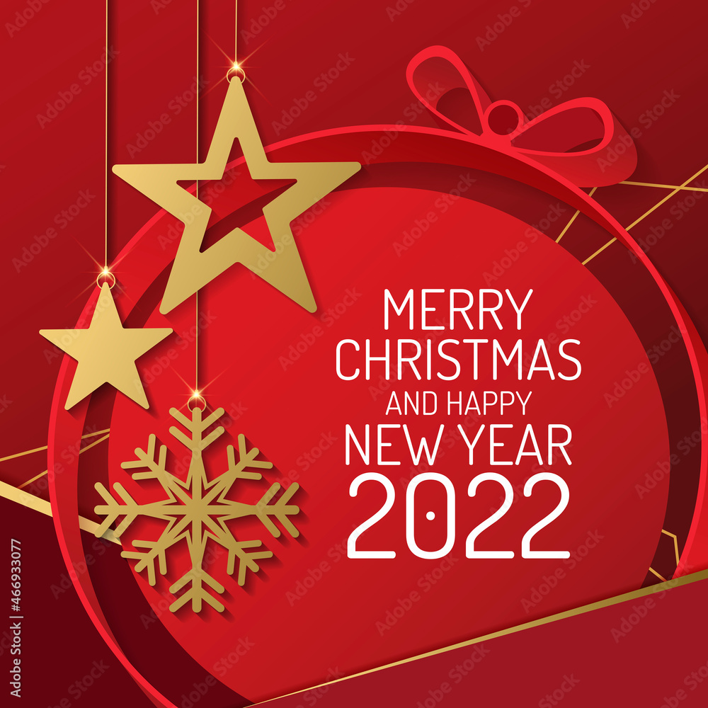 christmas and happy new year background with festive decoration and copy space. vector illustration