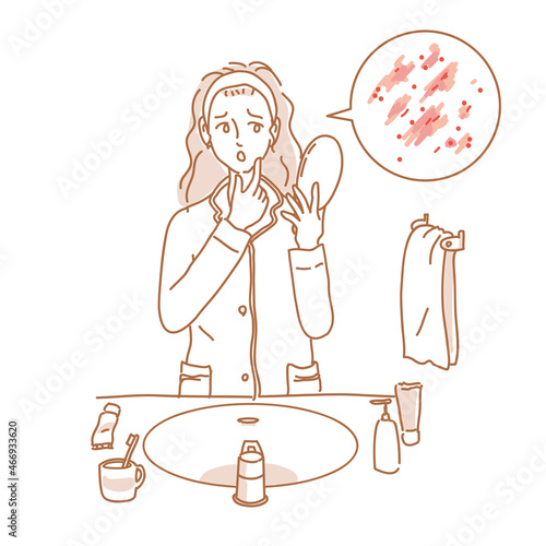 お肌のトラブルに悩む女性　かぶれ　湿疹　敏感肌