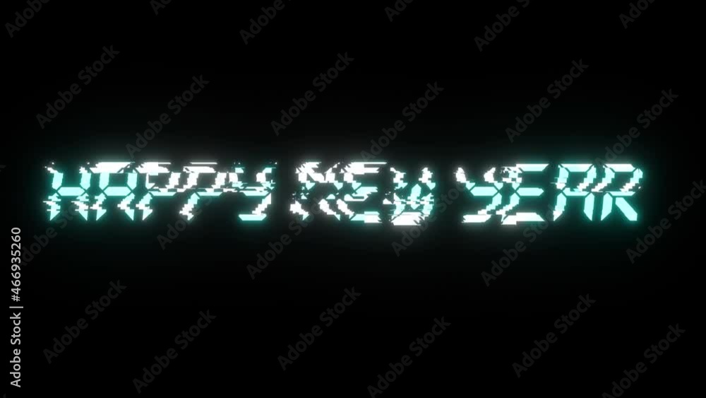 The inscription Happy New Year on a black background. Blue color. Digital font. 3d animation of a seamless loop The inscription Happy New Year on a black background. Blue color. Digital font. 3d animation of a seamless loop