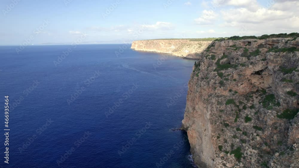Flying Along Coastline At Badia De Palma Mallorca, Spain, Aerial Flying Along Coastline At Badia De Palma Mallorca, Spain, Aerial