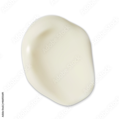 Vector cream texture. White beauty gel stroke, cream smear, facial foundation drop illustration. Creamy skin milk smudge, blob shape splatter element sample. Realistic lotion smear