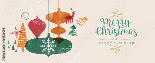 Christmas New Year scandinavian watercolor card