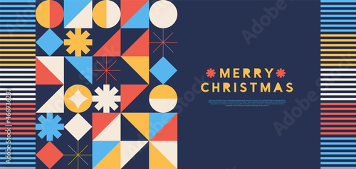 Merry Christmas gold geometric mosaic template