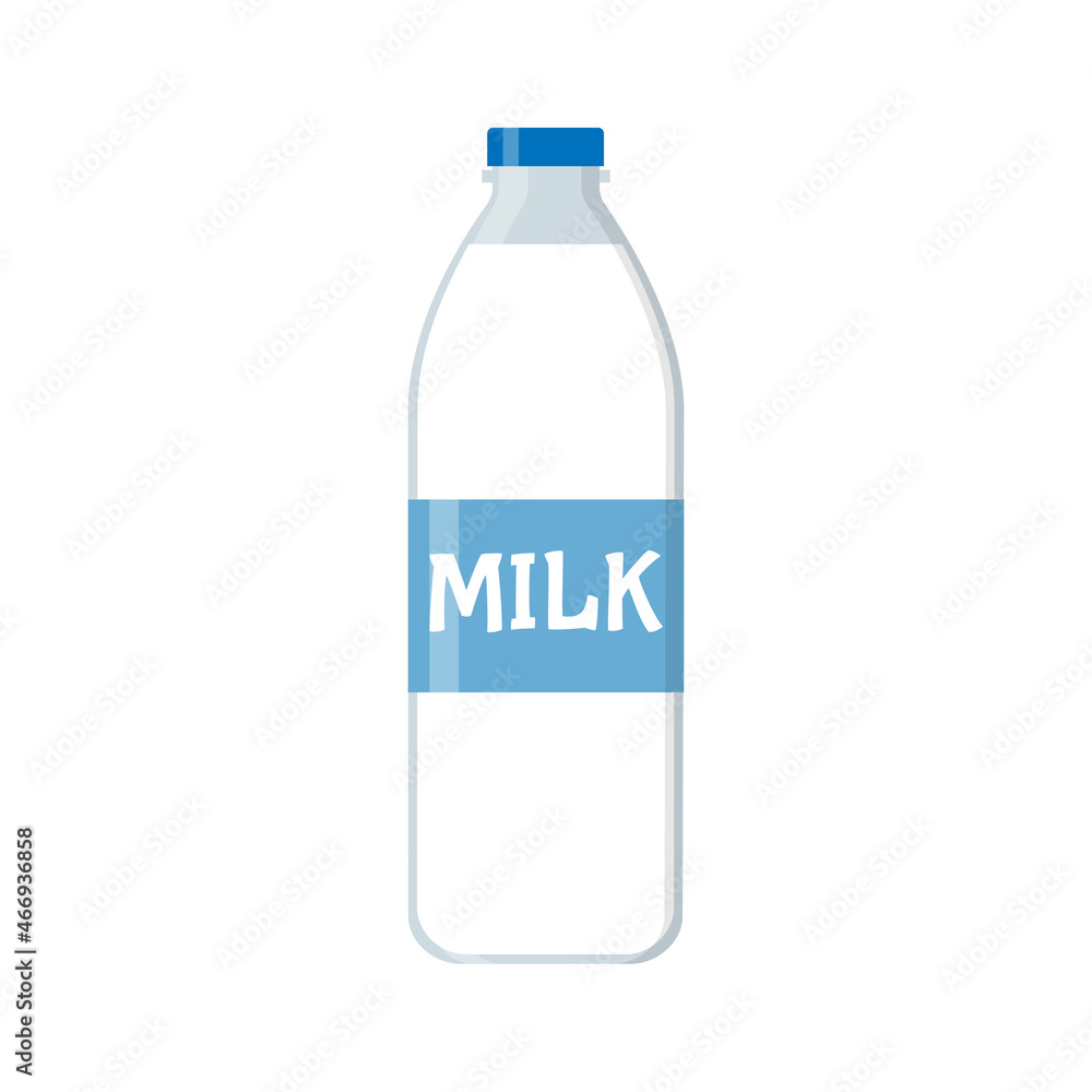 Cartoon milk bottle. glass bottle of milk. Dairy beverage product. Isolated vector illustration Cartoon milk bottle. glass bottle of milk. Dairy beverage product. Isolated vector illustration