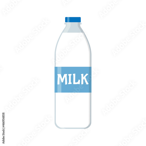 Cartoon milk bottle. glass bottle of milk. Dairy beverage product. Isolated vector illustration