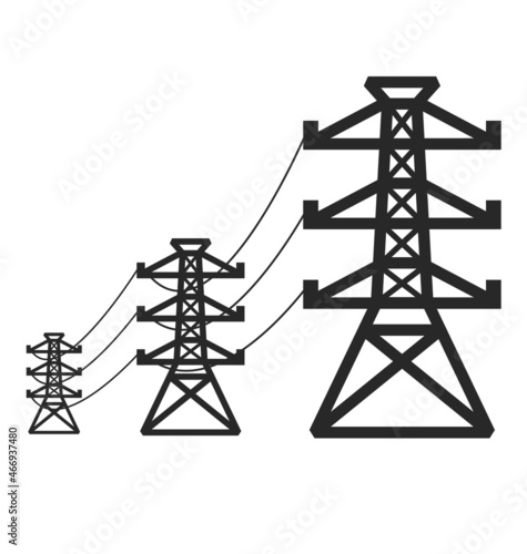 3 power transmission towers in series