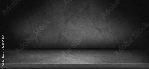 Empty dark gray concrete floor studio room background