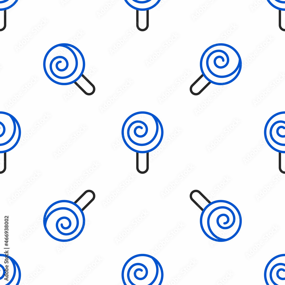 Line Lollipop icon isolated seamless pattern on white background. Candy sign. Food, delicious symbol. Colorful outline concept. Vector Line Lollipop icon isolated seamless pattern on white background. Candy sign. Food, delicious symbol. Colorful outline concept. Vector