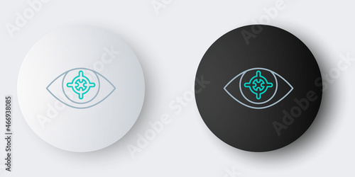 Line Eye scan icon isolated on grey background. Scanning eye. Security check symbol. Cyber eye sign. Colorful outline concept. Vector