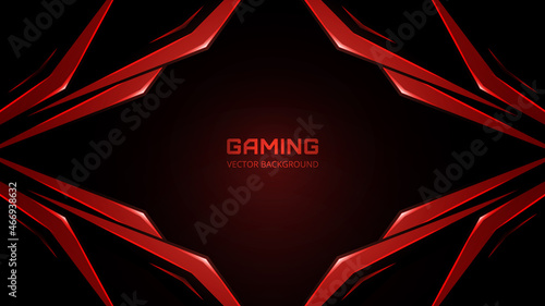 3d realistic abstract technology futuristic modern dark red gaming background with modern geometric shapes. Vector illustration