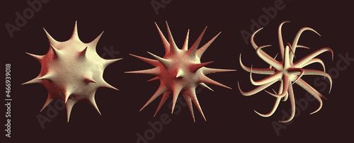 Tantacles with dynamic effect. Virus particle. Pathogen organism. Cover design template. Voxel art. 3d vector illustration for poster, card, flyer or brochure.