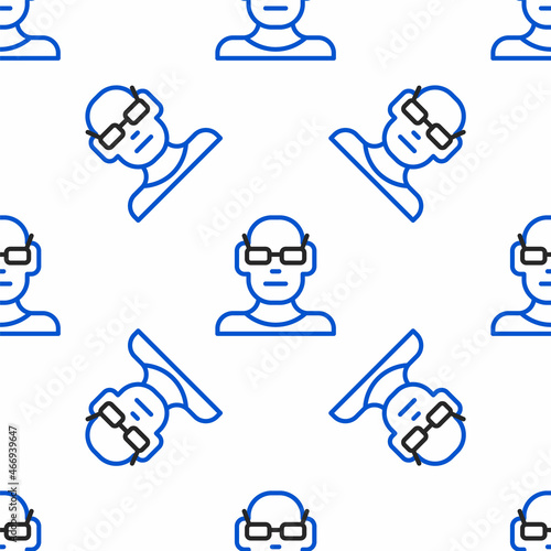Line Poor eyesight and corrected vision with optical glasses icon isolated seamless pattern on white background. Colorful outline concept. Vector