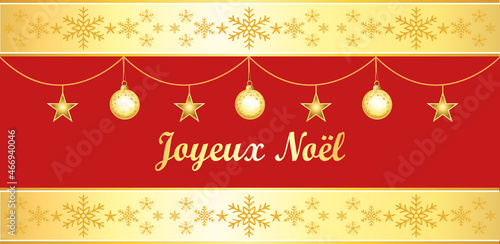 Joyeux noël. Bannière vectorielle rouge et or.